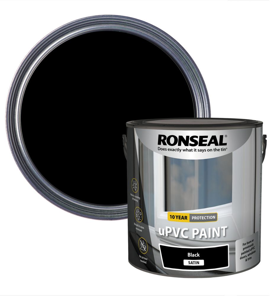 Ronseal 10 Year Weatherproof Satin Wood Paint - 2 5L / Black