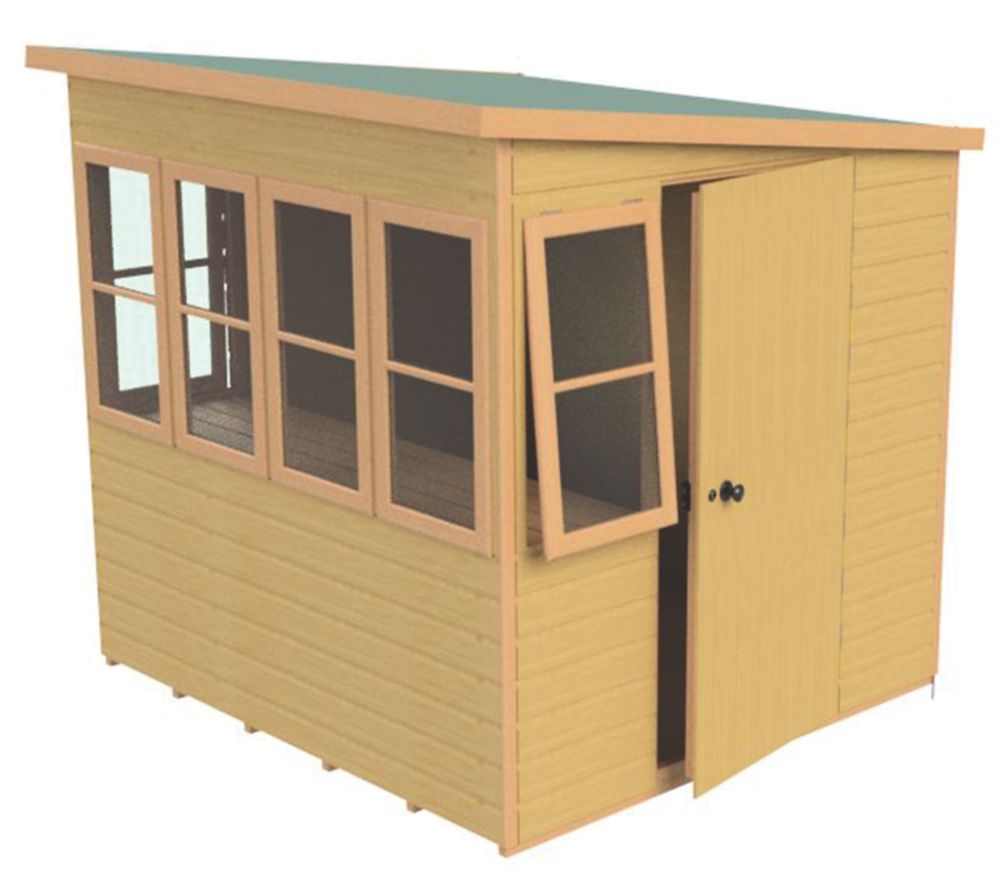 Shire 6' 6" x 6' (Nominal) Pent Shiplap T&G Timber Shed - Screwfix