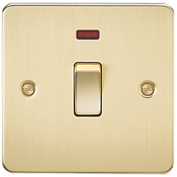 Knightsbridge  20A 1-Gang DP Control Switch Brushed Brass with LED