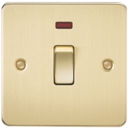 Knightsbridge  20A 1-Gang DP Control Switch Brushed Brass with LED