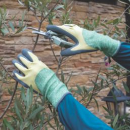 ClipGlove Bottle Glove Plus  Womens Recycled Polyethylene Gardening Gloves Blue / Green / Cream Small
