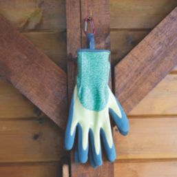 ClipGlove Bottle Glove Plus  Womens Recycled Polyethylene Gardening Gloves Blue / Green / Cream Small