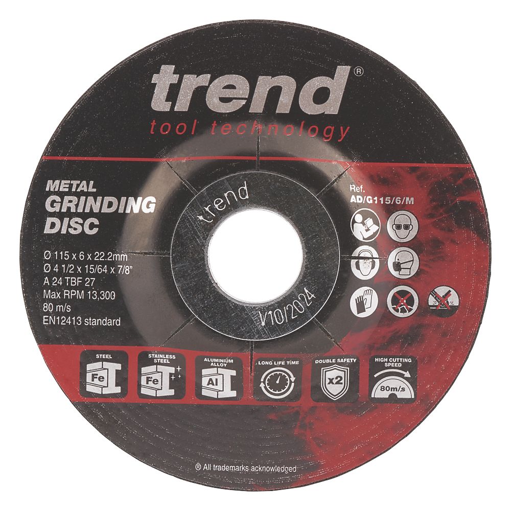 230mm x 6mm Depressed Metal Angle Grinding Disc LONG LIFE Recess Aluminium Oxide