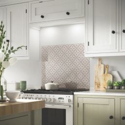 Laura Ashley Mr Jones Dove Grey Self-Adhesive Glass Kitchen Splashback 900mm x 750mm x 6mm