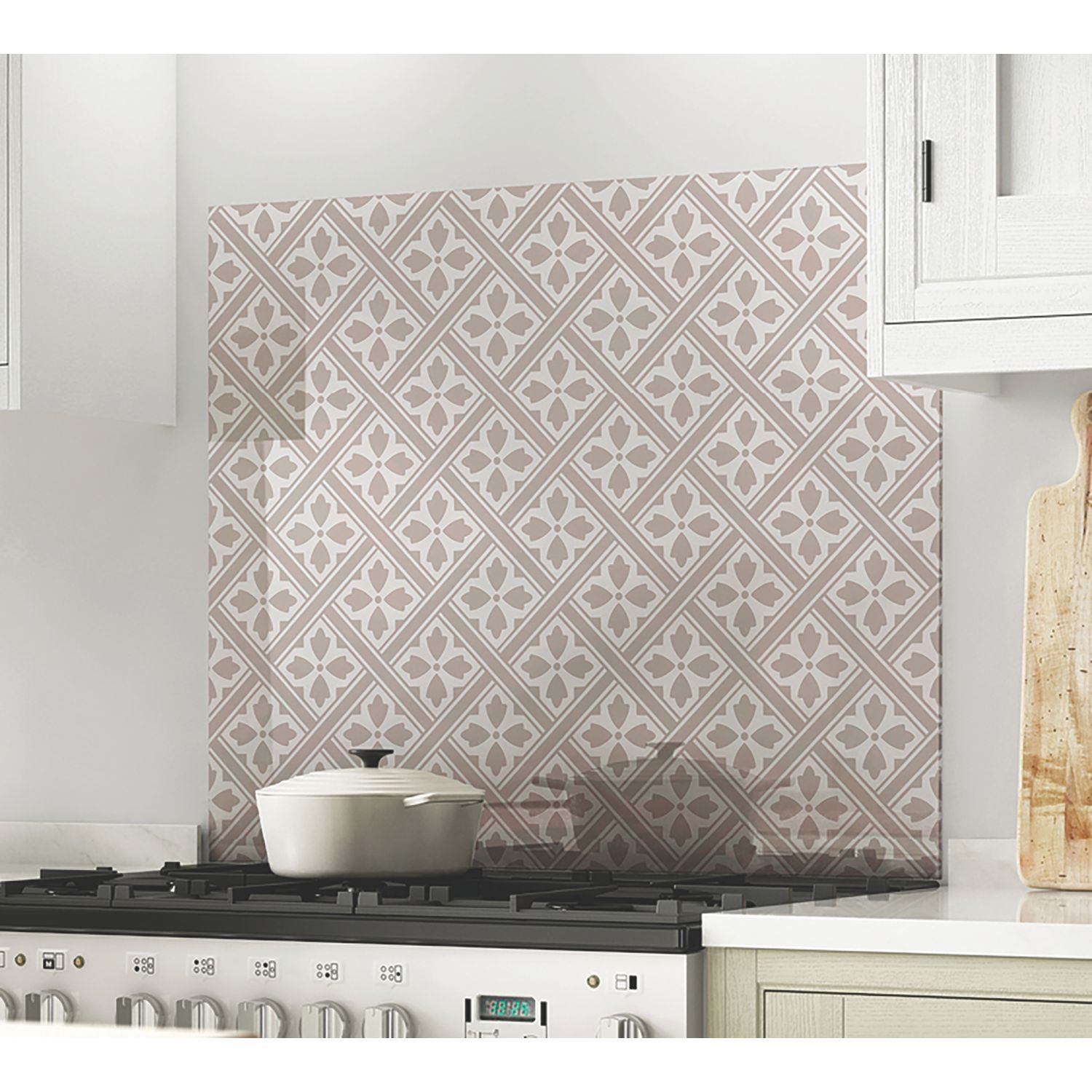 Laura Ashley Mr Jones Dove Grey Self-Adhesive Glass Kitchen Splashback 900mm x 750mm x 6mm (457RX)