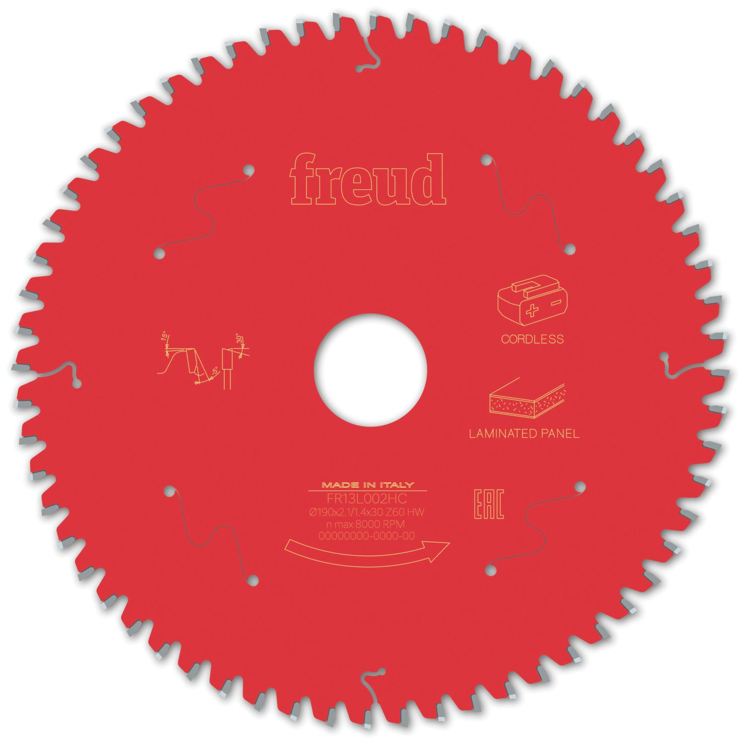 Freud F03FS10077 Laminate Panel Circular Saw Blade 190mm x 30mm 60T (457VV)