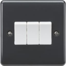 Knightsbridge Part M 10AX 3-Gang 2-Way Light Switch  Anthracite