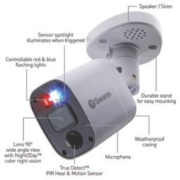 Swann SWPRO-4KMQB-EU White Wired 4K Indoor & Outdoor Bullet Add-On DVR Camera