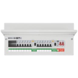 British General Circuit Protection 15-Module 12-Way Part-Populated High Integrity Main Switch Consumer Unit with SPD