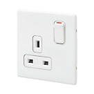 MK Aspect 13A 1-Gang DP Switched Plug Socket White  with Colour-Matched Inserts