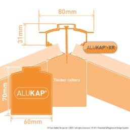 ALUKAP-XR Brown  Glazing Hip Bar with Gasket 3000mm x 80mm