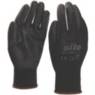 Site  PU Palm Dip Gloves Black Large