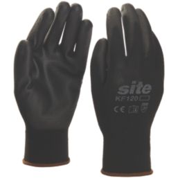 Site  PU Palm Dip Gloves Black Large