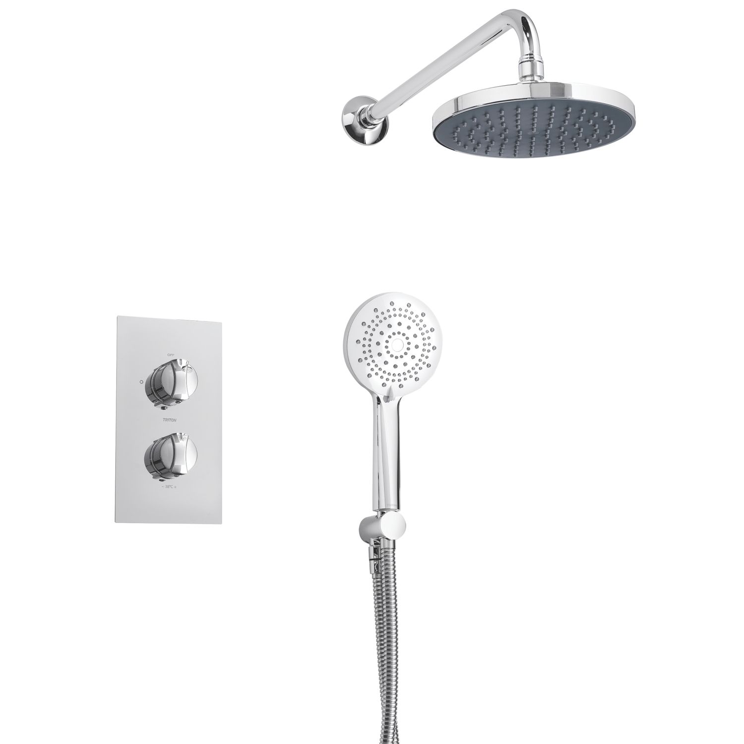 Triton Rear-Fed Concealed Chrome Thermostatic Dual Control Mixer (458JF)