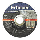 Erbauer  Metal Grinding Discs 4 1/2" (115mm) x 6mm x 22.2mm 5 Pack