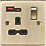 Knightsbridge  13A 1-Gang SP Switched Socket + 4.0A 20W 2-Outlet Type A & C USB Charger Antique Brass with Black Inserts