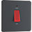 British General Evolve 45A 1-Gang 2-Pole Cooker Switch Grey with LED with Black Inserts