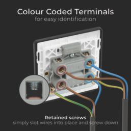 British General Evolve 45A 1-Gang 2-Pole Cooker Switch Grey with LED with Black Inserts