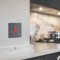 British General Evolve 45A 1-Gang 2-Pole Cooker Switch Grey with LED with Black Inserts