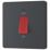 British General Evolve 45A 1-Gang 2-Pole Cooker Switch Grey with LED with Black Inserts