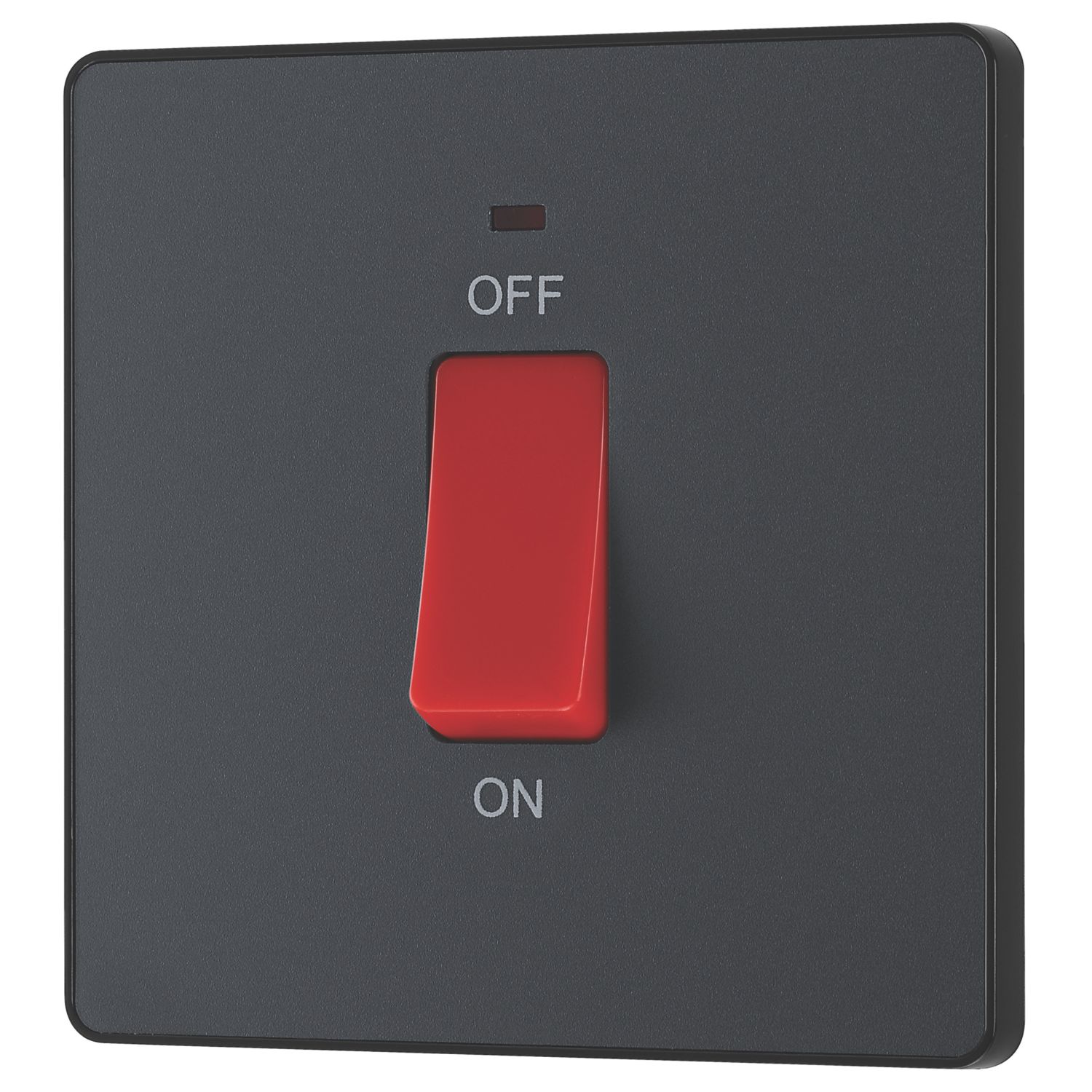 British General Evolve 45A 1-Gang 2-Pole Cooker Switch Grey with LED with Black Inserts (458PY)