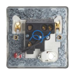 Contactum Lyric 13A Unswitched Fused Spur & Flex Outlet with Neon Brushed Steel with White Inserts