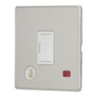 Contactum Lyric 13A Unswitched Fused Spur & Flex Outlet with Neon Brushed Steel with White Inserts