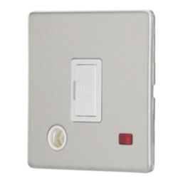 Contactum Lyric 13A Unswitched Fused Spur & Flex Outlet with Neon Brushed Steel with White Inserts