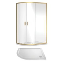 ETAL  Framed Offset Quadrant Shower Enclosure & Tray LH Brushed Brass 1180mm x 780mm x 1940mm