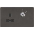 Knightsbridge  13A Key Switch 1-Gang DP Switched Socket Smoked Bronze with Black Inserts