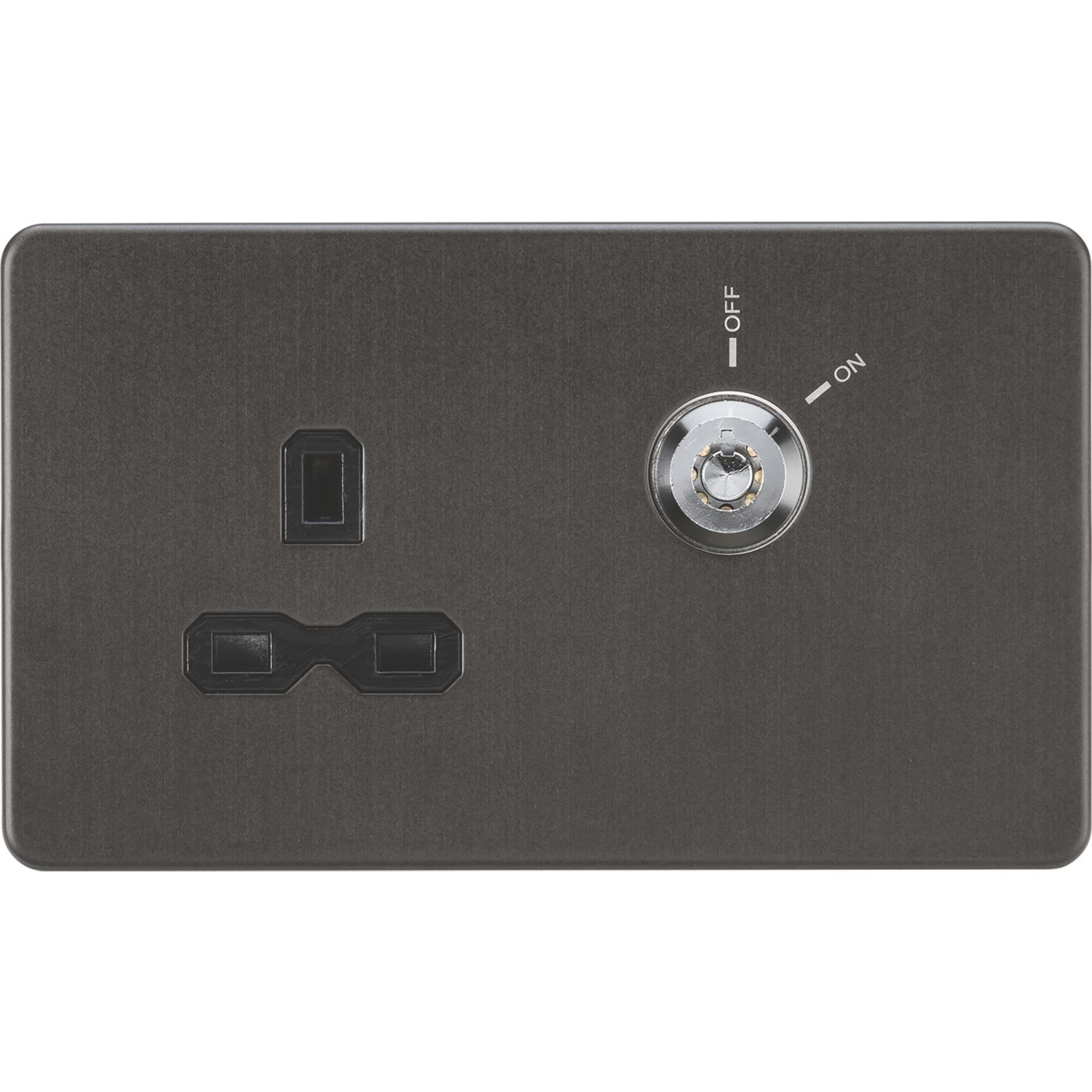 Knightsbridge 13A Key Switch 1-Gang DP Switched Socket Smoked Bronze with Black Inserts (458TY)