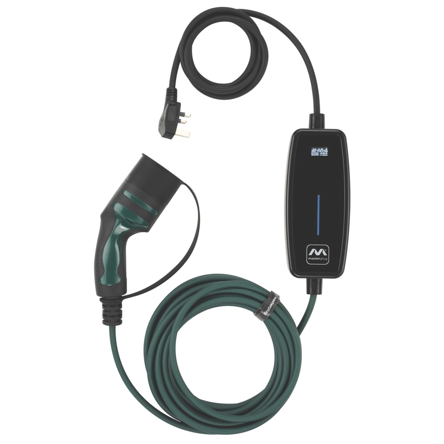 Masterplug 10A 2.4kW Mode 2 Type 2 Plug Portable EV Charger 10m (458XV)