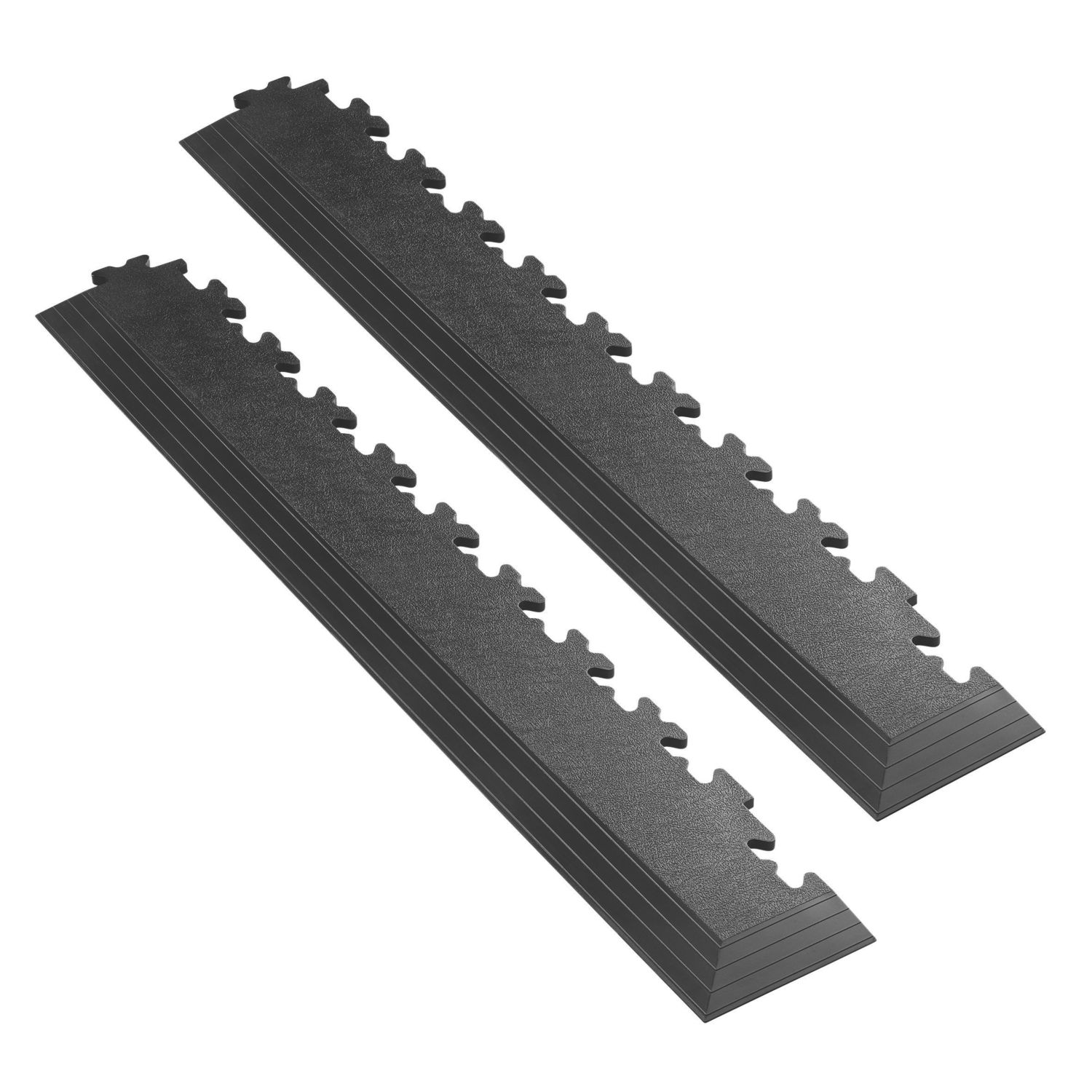 Garage Floor Tile Company X Joint Interlocking 5mm Floor Tile Corner Ramps Black 587mm x 90mm 2 Pack (458YU)