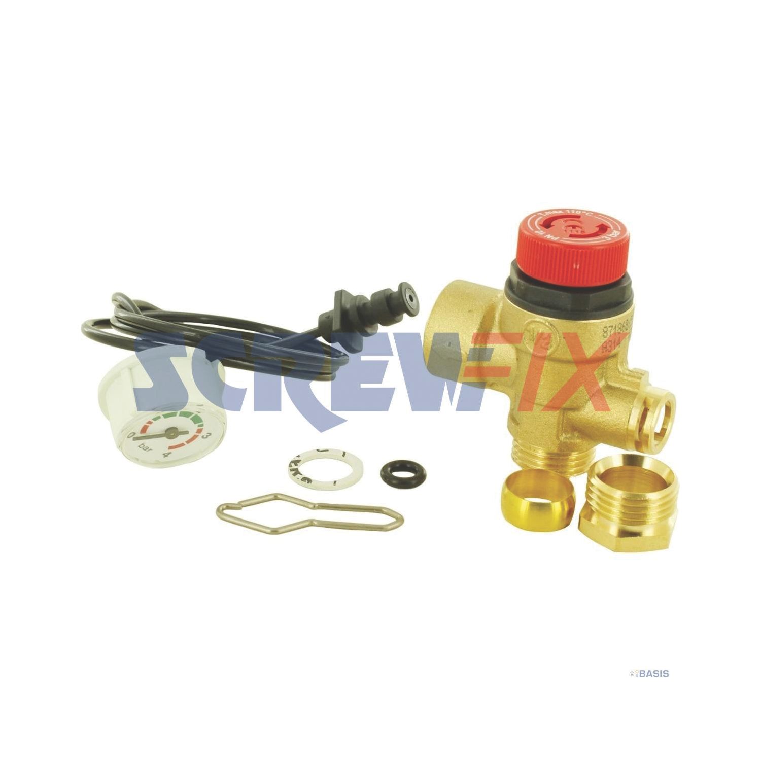 Worcester Bosch 87161161090 PRESSURE GAUGE AND PRV (459GW)