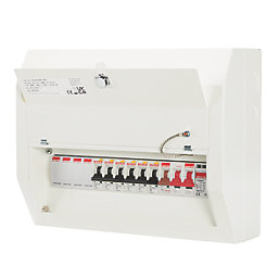 Contactum Defender 1.0 12-Module 6-Way Populated  Main Switch Consumer Unit with SPD