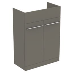 Ideal Standard i.life A Semi-Countertop Floorstanding Basin Unit with Chrome Handles & Basin Matt Quartz Grey 600mm x 300mm x 835mm