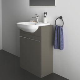 Ideal Standard i.life A Semi-Countertop Floorstanding Basin Unit with Chrome Handles & Basin Matt Grey 600mm x 300mm x 835mm