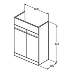 Ideal Standard i.life A Semi-Countertop Floorstanding Basin Unit with Chrome Handles & Basin Matt Grey 600mm x 300mm x 835mm