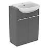 Ideal Standard i.life A Semi-Countertop Floorstanding Basin Unit with Chrome Handles & Basin Matt Quartz Grey 600mm x 300mm x 835mm