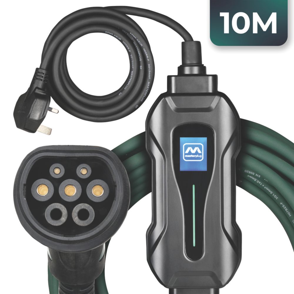 Masterplug 32A 7kW Mode 3 Type 2 Plug EV Charging Cable 5m - Screwfix