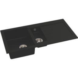 Abode Xcite 1.5 Bowl Granite Composite Kitchen Sink Black Metallic Reversible 1000mm x 500mm