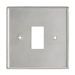Contactum iConic 1-Module Grid Faceplate Brushed Steel