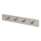 Essentials 4-Hook Straight Hook Rail Satin Stainless Steel 350mm x 45mm