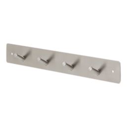 Essentials 4-Hook Straight Hook Rail Satin Stainless Steel 350mm x 45mm