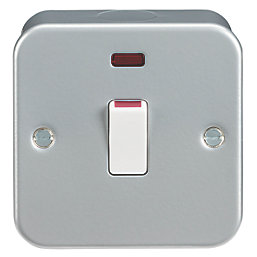 Knightsbridge  20AX 1-Gang DP Metal Clad Control Switch with LED with White Inserts