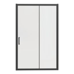 Essentials Framed Rectangular Sliding Shower Door Matt Black 1200mm x 1850mm