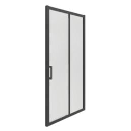 Essentials Framed Rectangular Sliding Shower Door Matt Black 1200mm x 1850mm