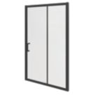 Essentials Framed Rectangular Sliding Shower Door Matt Black 1200mm x 1850mm