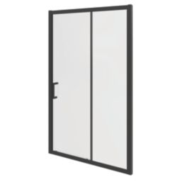 Essentials Framed Rectangular Sliding Shower Door Matt Black 1200mm x 1850mm