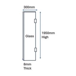 Palermo Showerwall Glass Polished Chrome 1950mm x 300mm x 8mm